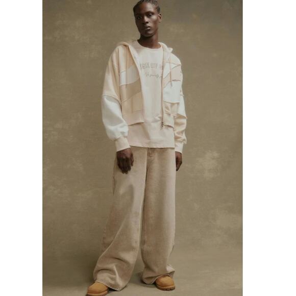 New House of Sunny Patchwork Landscape Hoodie UNISEX $149 SMALL Full Zip Jacket - Picture 6 of 10